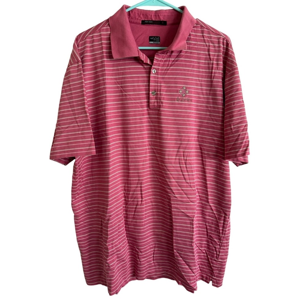 Nike Tiger Woods Collection Polo Shirt Mens XL Pink Striped La Quinta Golf H2